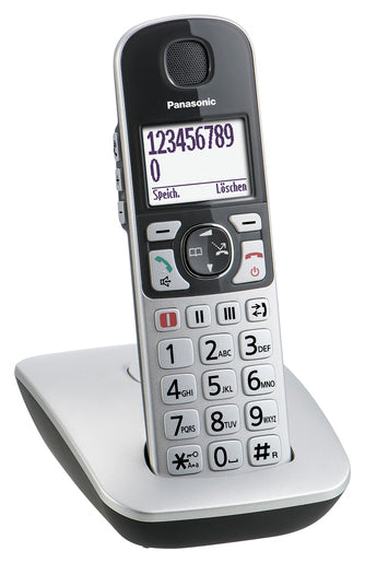 Panasonic KX-TGE510 silber-schwarz Komfort-Senioren-Telefon, schnurlos