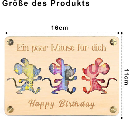 XL Geldgeschenk aus Holz (Mäuse)