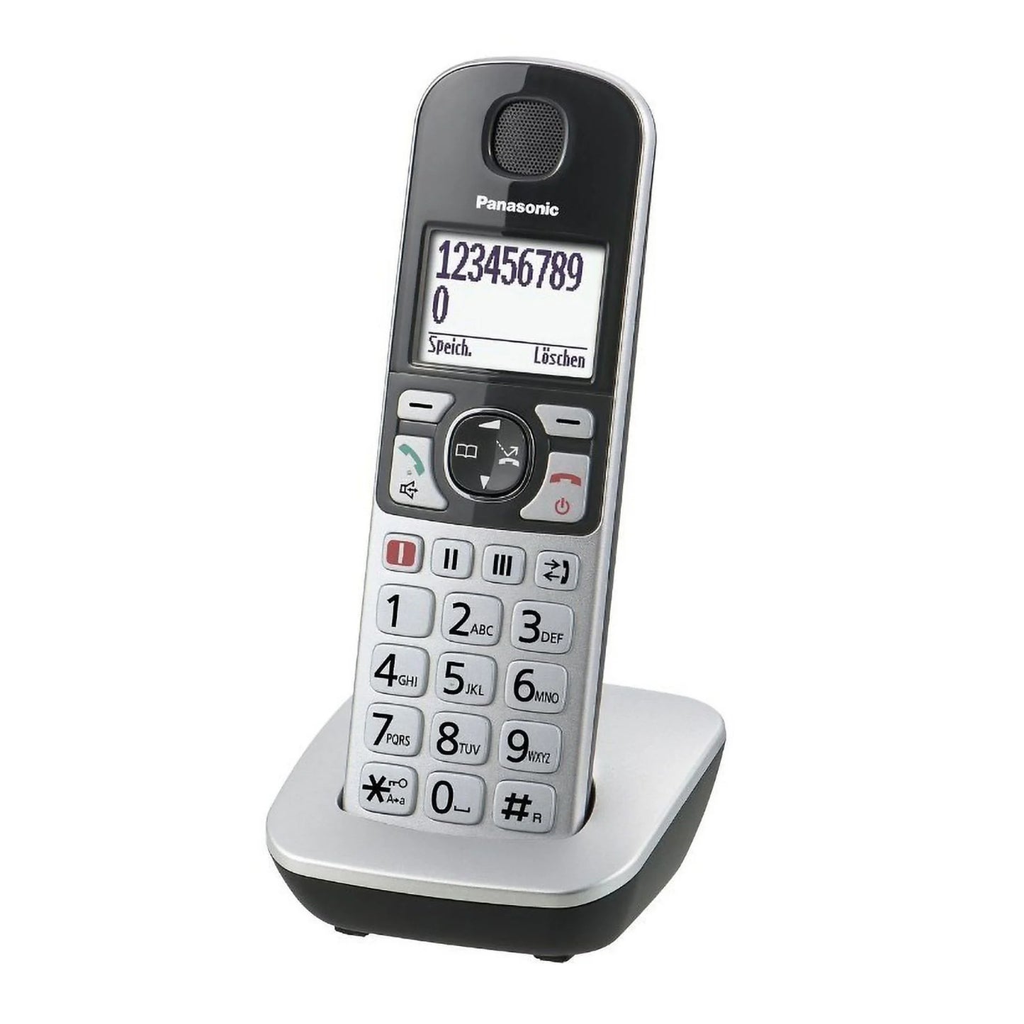 Panasonic KX-TGE510 silber-schwarz Komfort-Senioren-Telefon, schnurlos