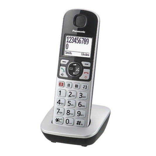 Panasonic KX-TGE510 silber-schwarz Komfort-Senioren-Telefon, schnurlos